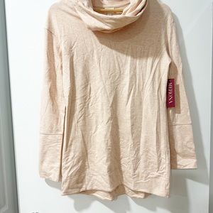 Merona long sleeve cowl neck shirt in pink heather. Medium. New with tag.